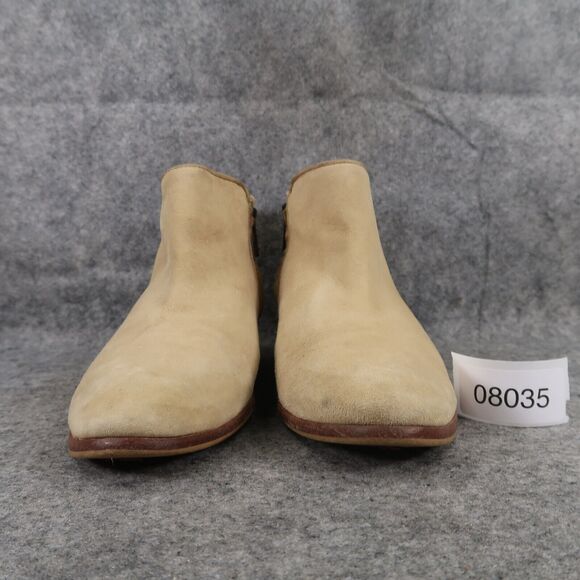 Sam Edelman Shoes Womens 7.5 Bootie Fashion Petty Leather Classic Tan Block Heel - Picture 3 of 14